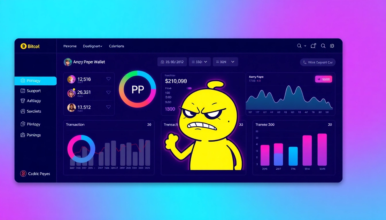 Engaging scene showing Angry Pepe Wallet on a smartphone screen with digital coins and vibrant