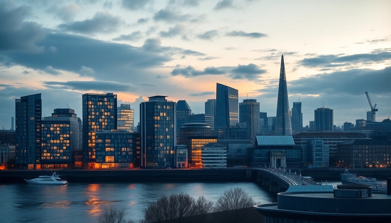 London Property Market analysis showing skyline with residential buildings and cityscape in daylight